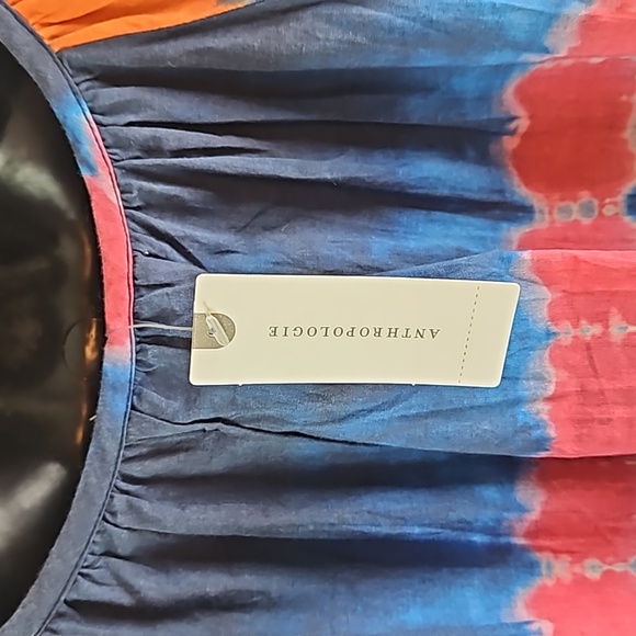 Anthropologie Velvet | NWT Women's Blue Tie Dye Short Sleeves Slip-On Dress M - Picture 7 of 9